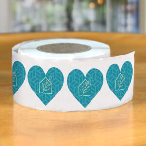 Illustration of a Roll Label heart, perfect for gift wrapping and decorative purposes.